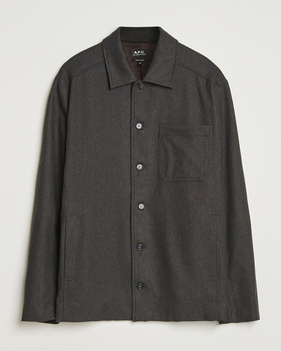 Herren | Jacken | A.P.C. | Jamie Wool Flannel Shirt Jacket Dark Brown