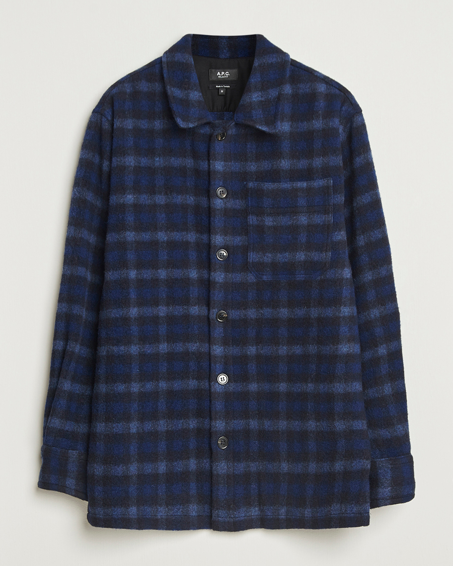 Herren | Jacken | A.P.C. | Stanley Wool Checked Shirt Jacket Dark Navy