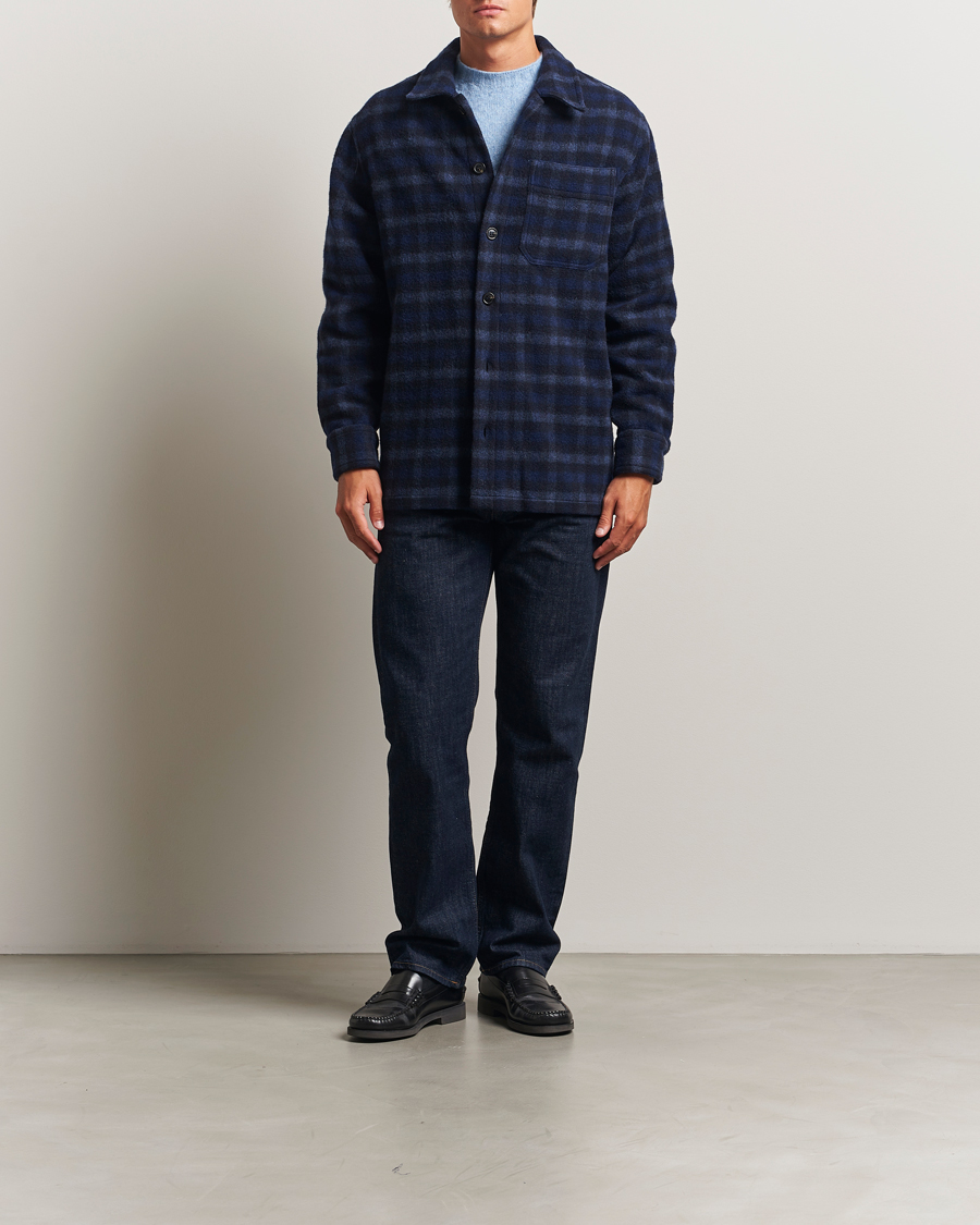 Herren | Jacken | A.P.C. | Stanley Wool Checked Shirt Jacket Dark Navy