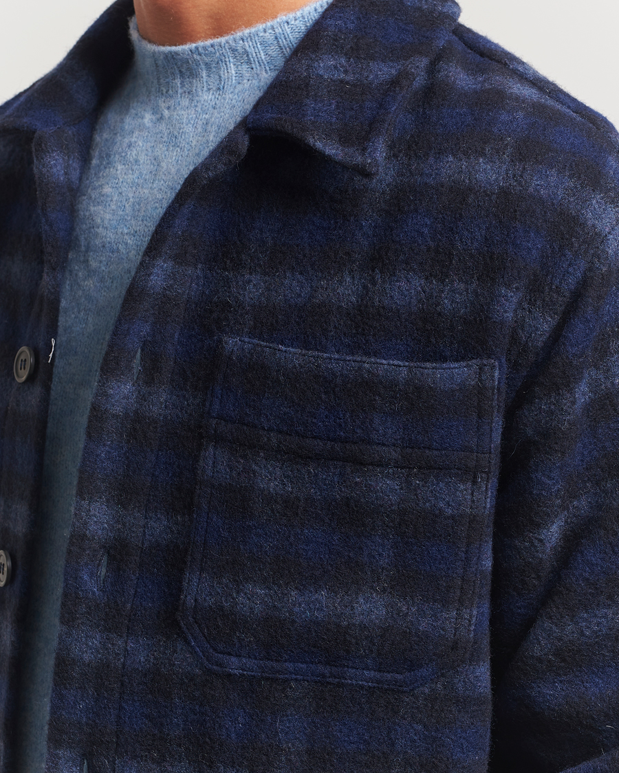 Herren | Jacken | A.P.C. | Stanley Wool Checked Shirt Jacket Dark Navy