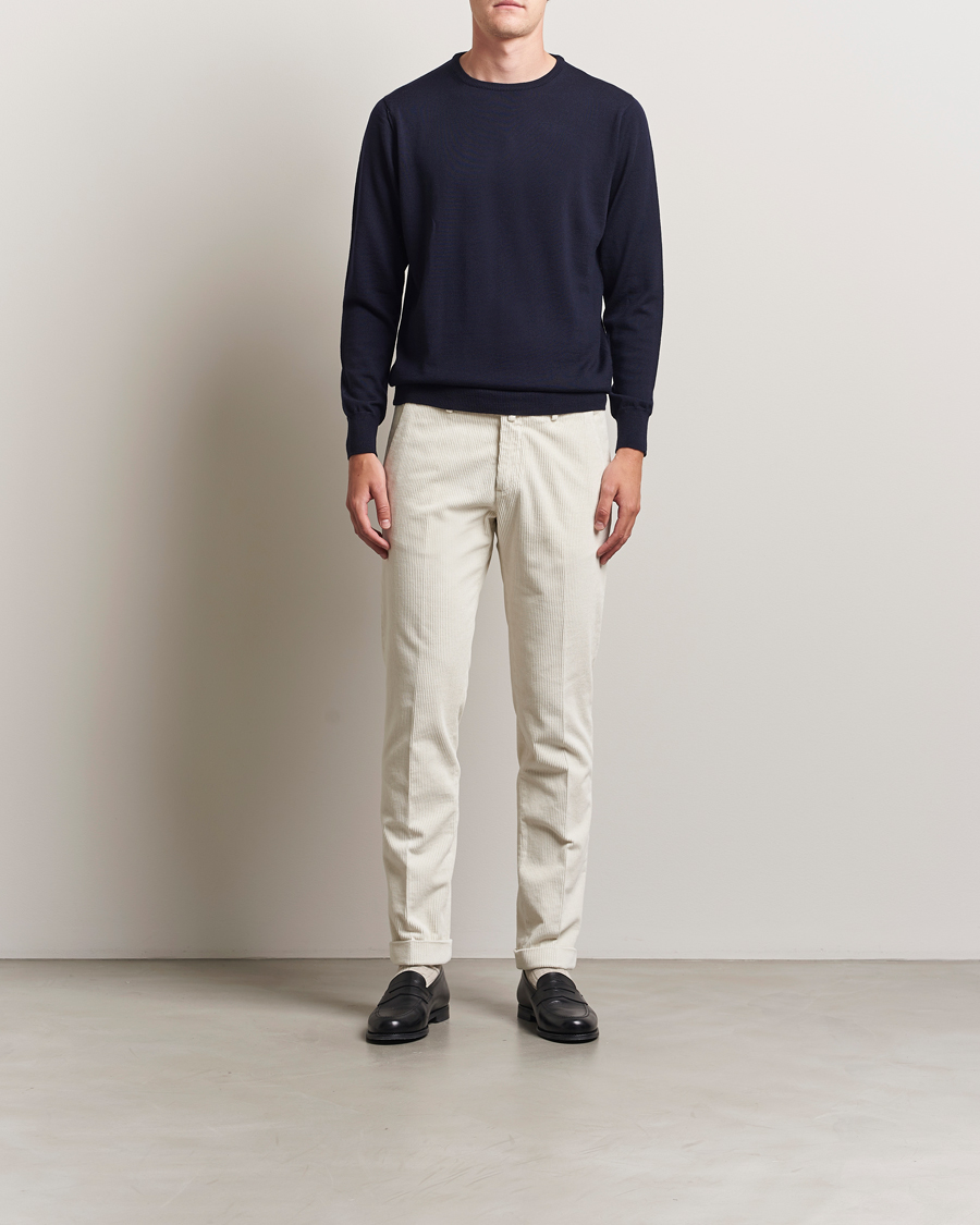 Herren | Pullover | Morgano | Extra Fine Merino Wool Crewneck Navy