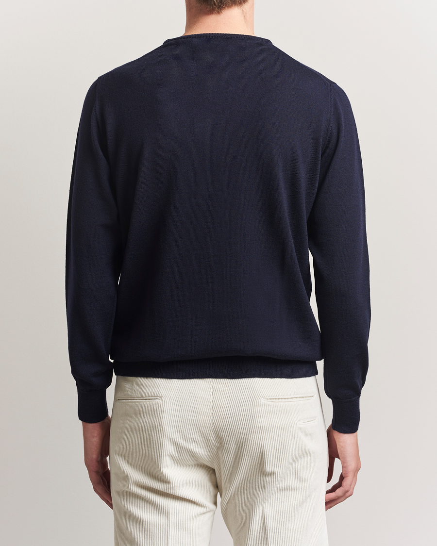 Herren | Pullover | Morgano | Extra Fine Merino Wool Crewneck Navy