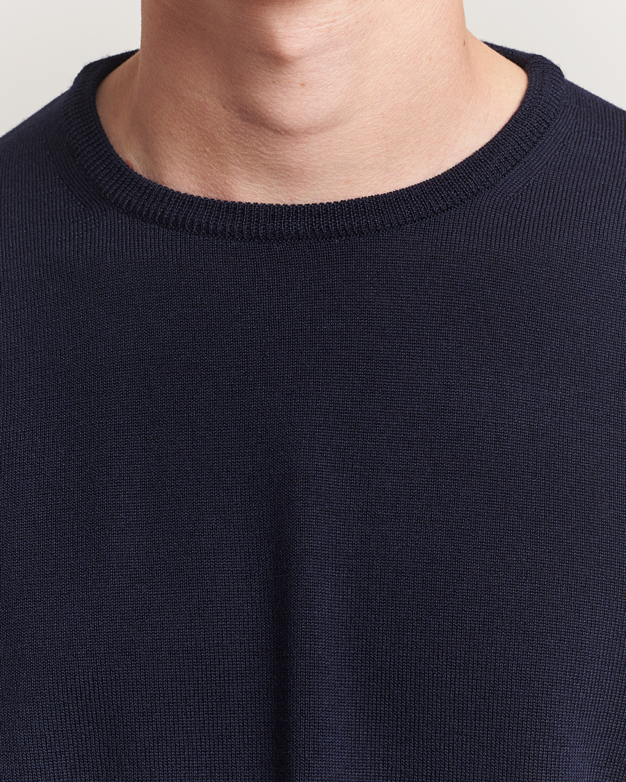 Herren | Pullover | Morgano | Extra Fine Merino Wool Crewneck Navy