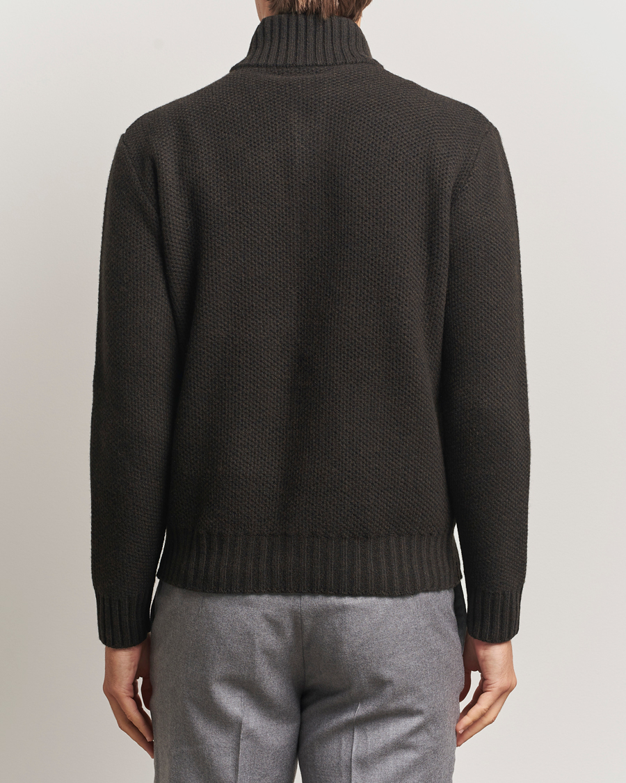 Herren | Pullover | Morgano | Heavy Knitted Wool/Cashmere Cardigan Dark Brown