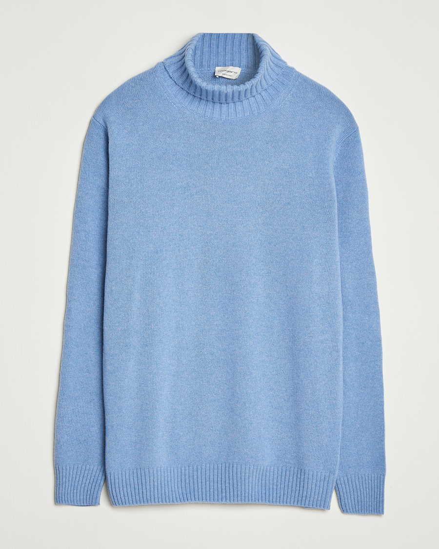Herren | Pullover | Morgano | Wool/Cashmere Heavy Knit Rollneck Light Blue