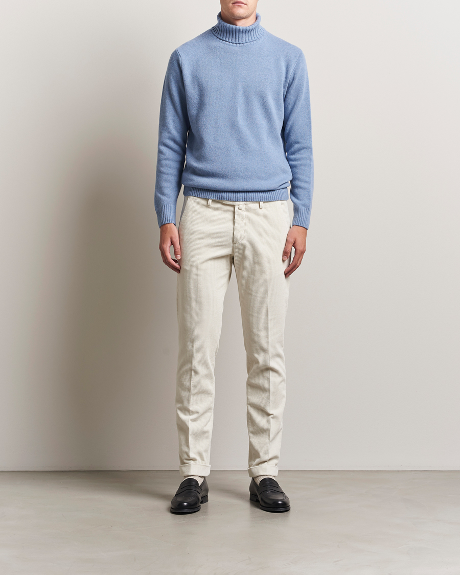 Herren | Pullover | Morgano | Wool/Cashmere Heavy Knit Rollneck Light Blue