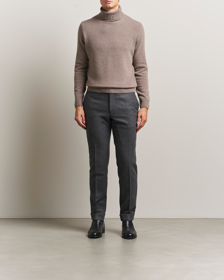 Herren | Pullover | Morgano | Wool/Cashmere Heavy Knit Rollneck Light Brown
