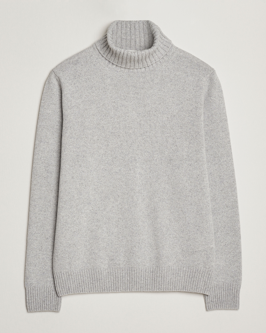 Herren | Pullover | Morgano | Wool/Cashmere Heavy Knit Rollneck Light Grey