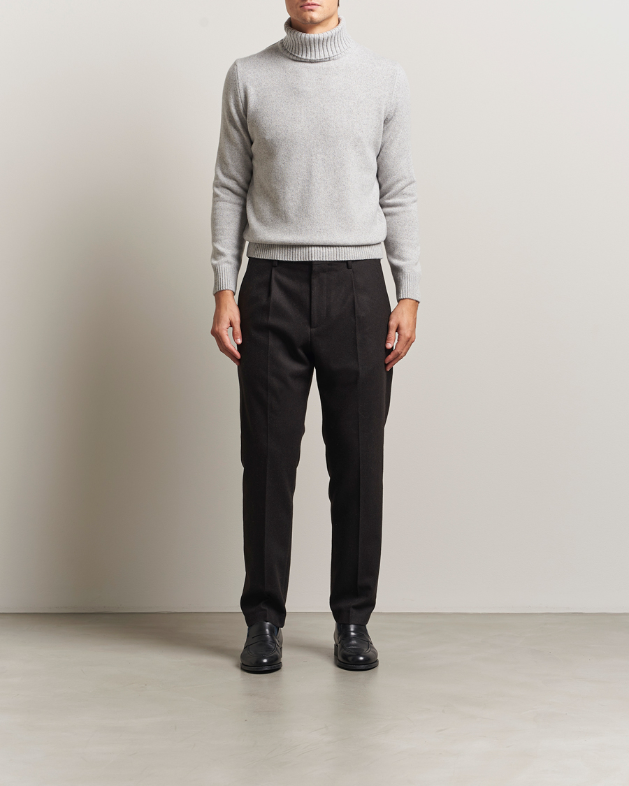 Herren | Pullover | Morgano | Wool/Cashmere Heavy Knit Rollneck Light Grey