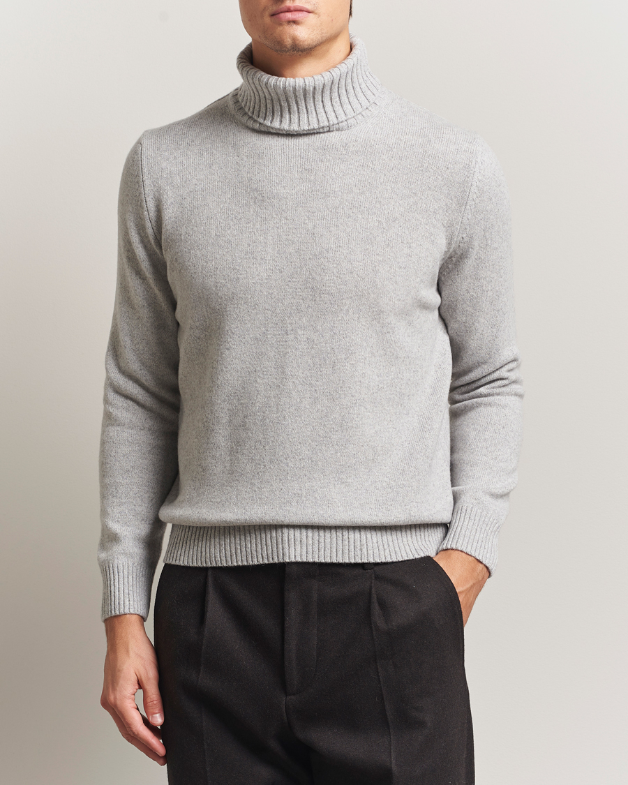 Herren | Pullover | Morgano | Wool/Cashmere Heavy Knit Rollneck Light Grey