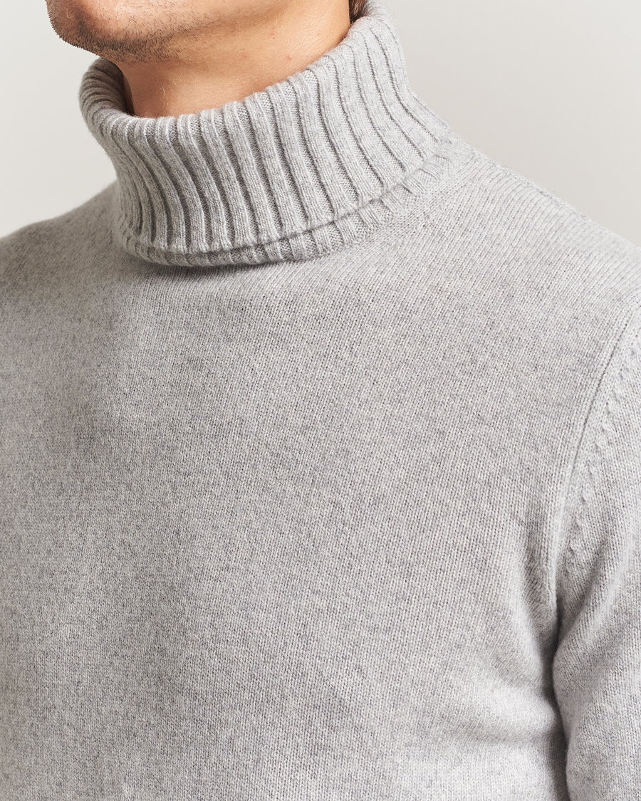 Herren | Pullover | Morgano | Wool/Cashmere Heavy Knit Rollneck Light Grey