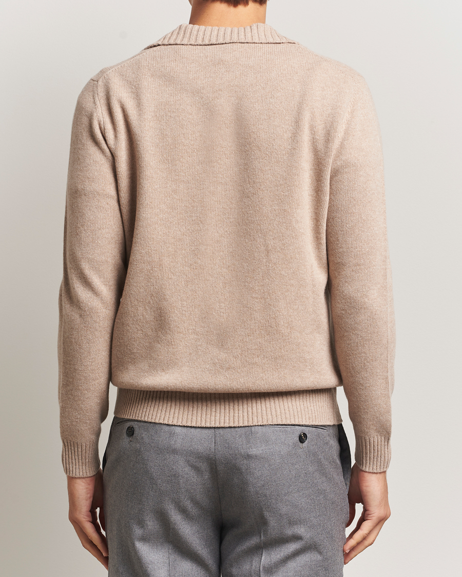 Herren | Pullover | Morgano | Wool/Cashmere Heavy Knit Polo Beige