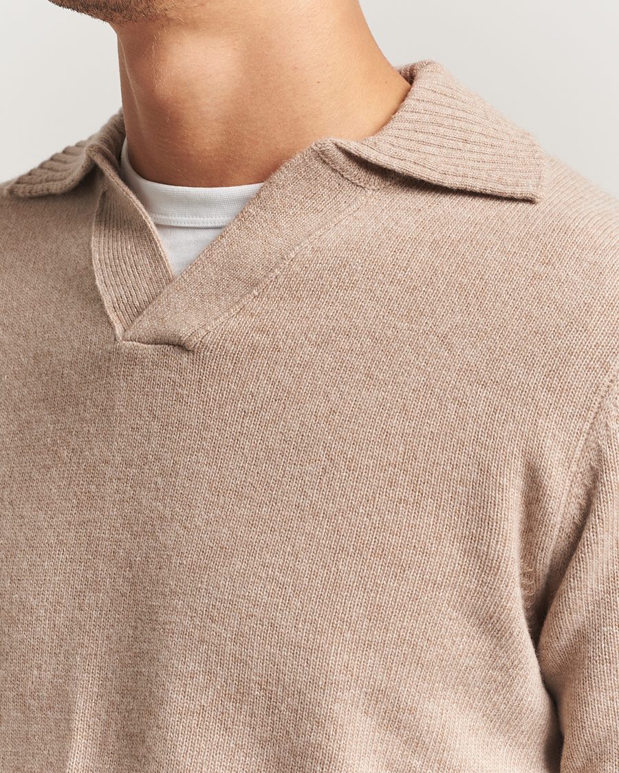 Herren | Pullover | Morgano | Wool/Cashmere Heavy Knit Polo Beige