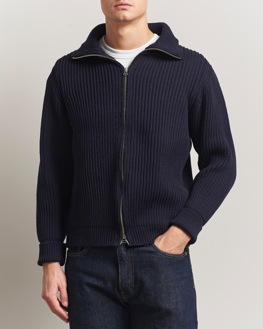 Herren | Pullover | Peregrine | Fisherman Merino Zip Cardigan Navy