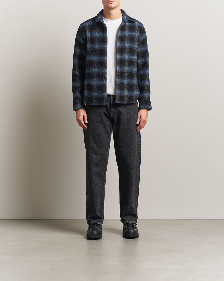 Herren | Hemden | Peregrine | Moon Wool Check Overshirt Navy