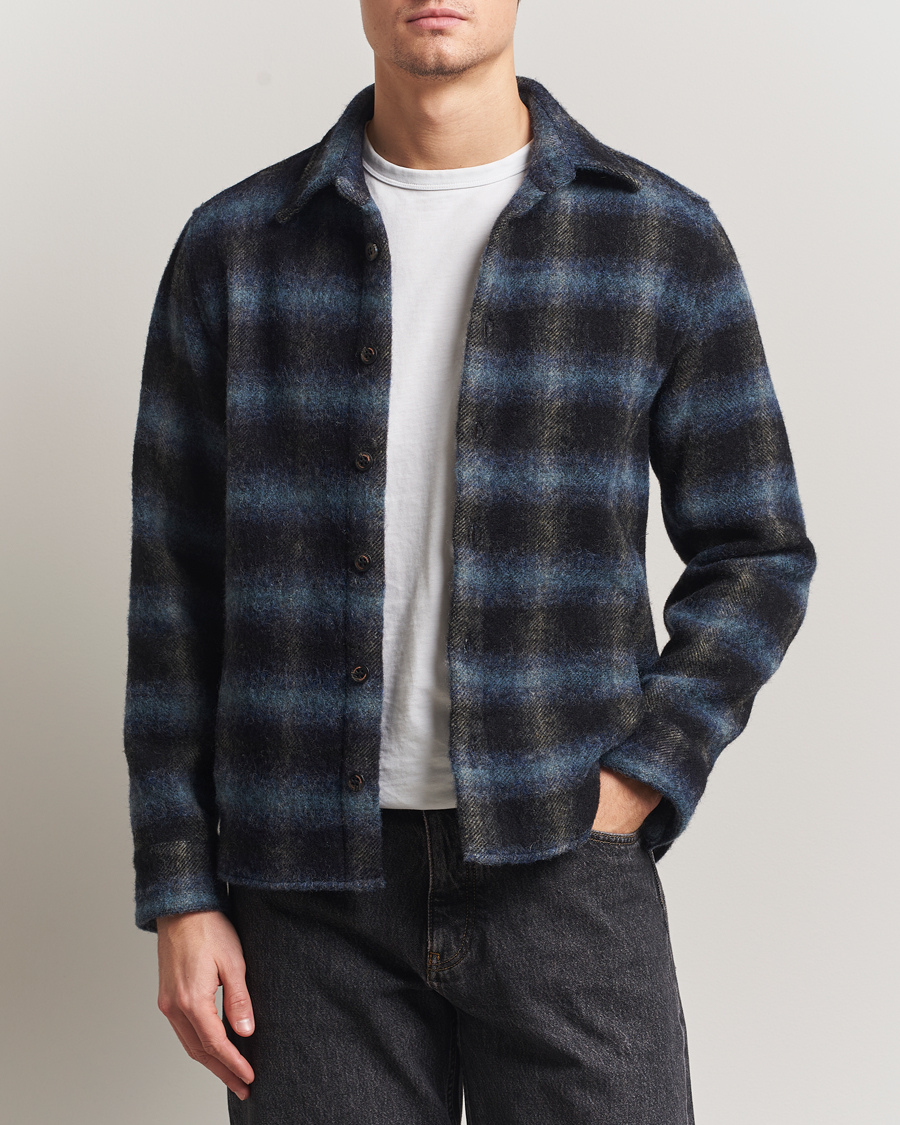 Herren | Hemden | Peregrine | Moon Wool Check Overshirt Navy