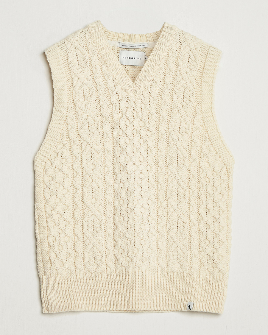 Herren | Pullover | Peregrine | Hudson Wool Aran Knitted Vest Ecru
