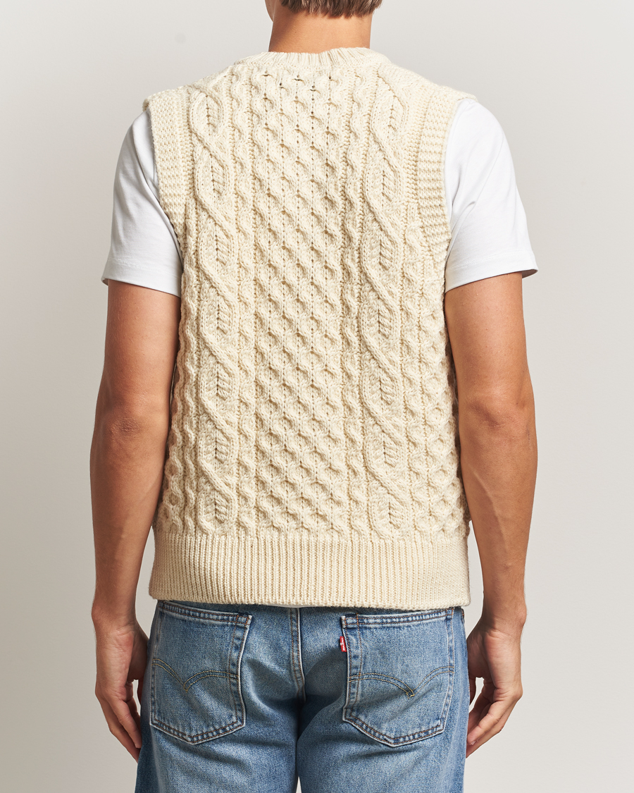 Herren | Pullover | Peregrine | Hudson Wool Aran Knitted Vest Ecru