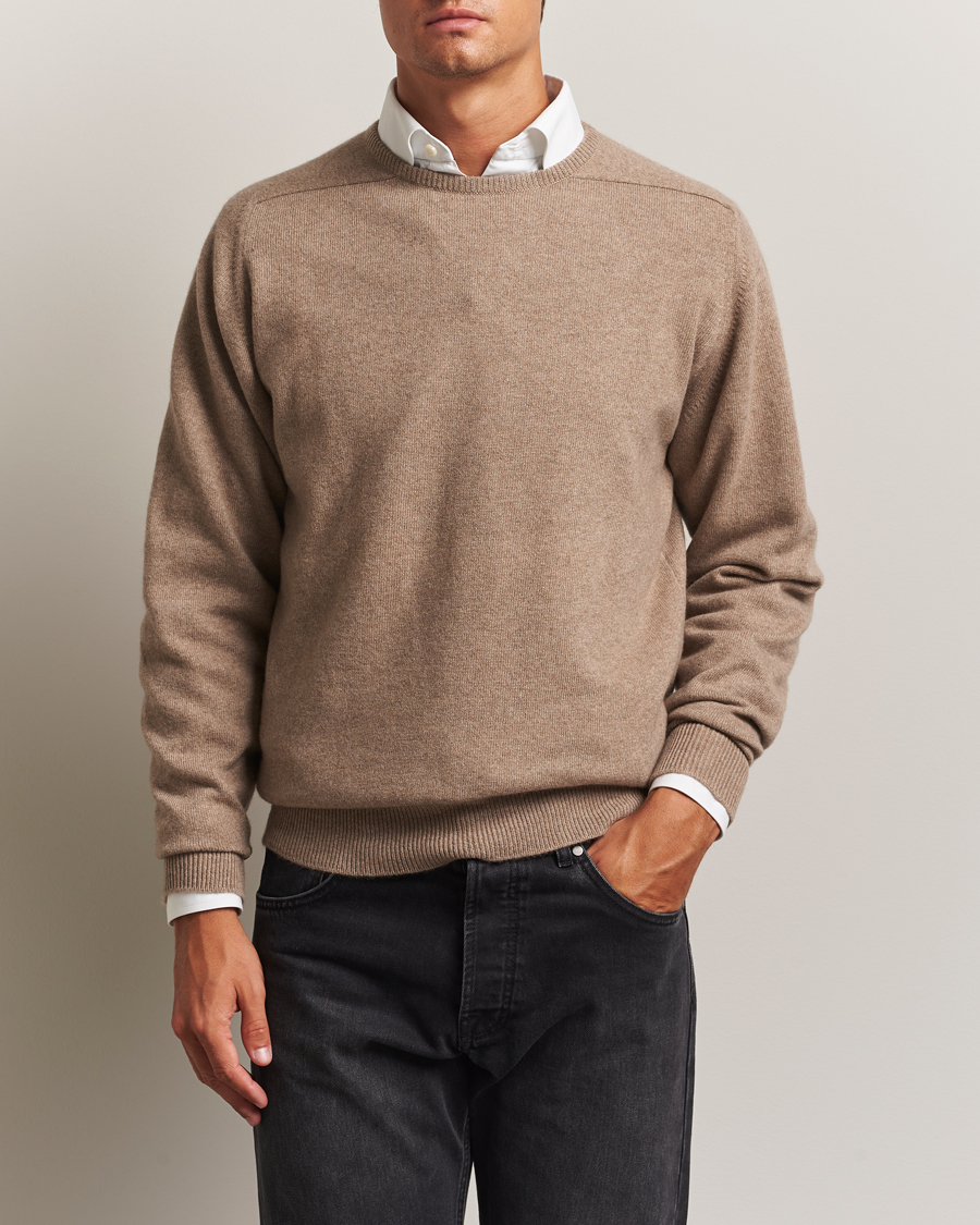 Herren | Pullover | William Lockie | Melrose Cashmere Crew Neck Dark Natural