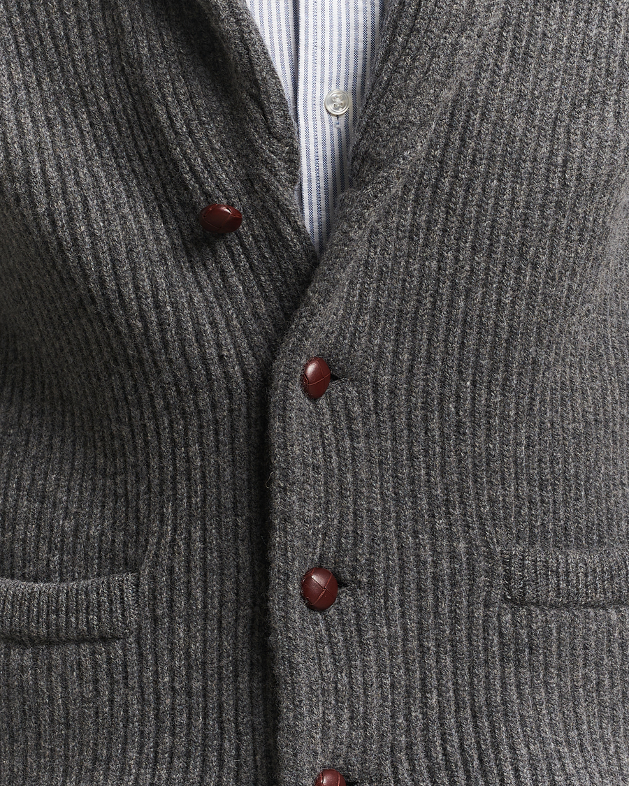 Herren | Pullover | William Lockie | Windsor Geelong Lambswool Shawl Cardigan Grey