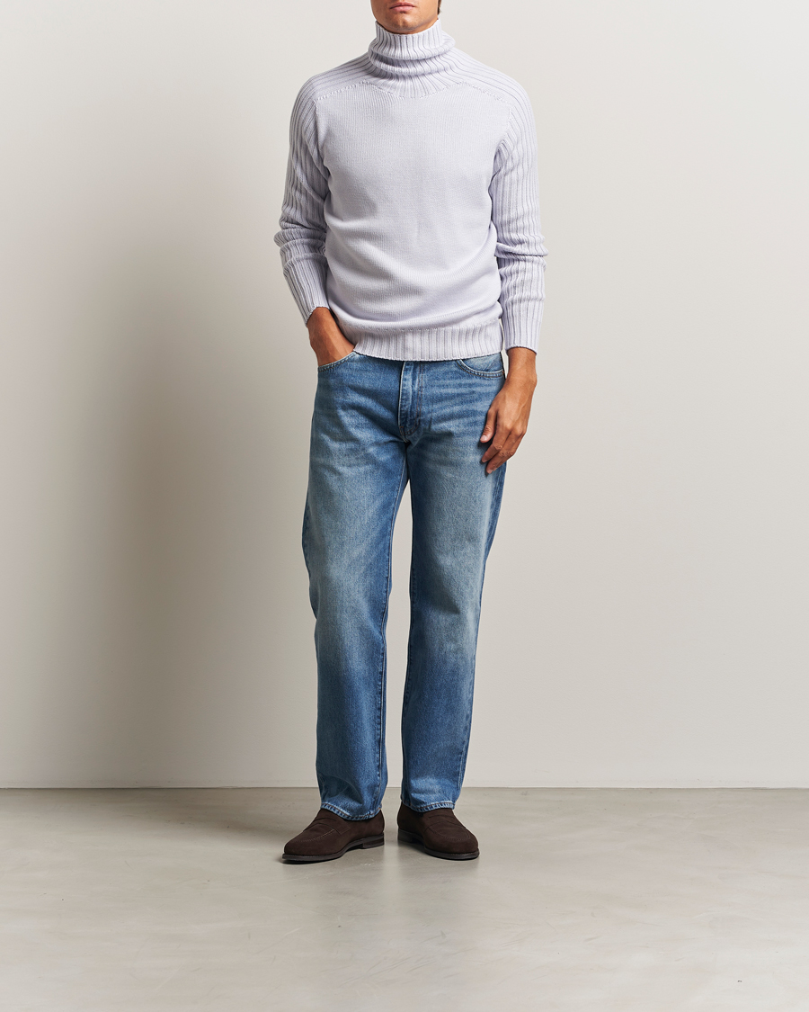 Herren | Pullover | Gran Sasso | Rainwool Rollneck Light Purple Melange