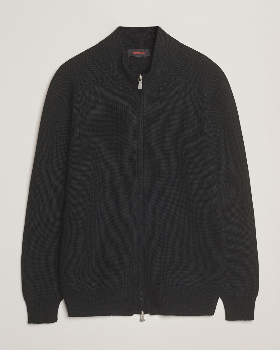 Herren | Pullover | Gran Sasso | Rainwool Full Zip Black