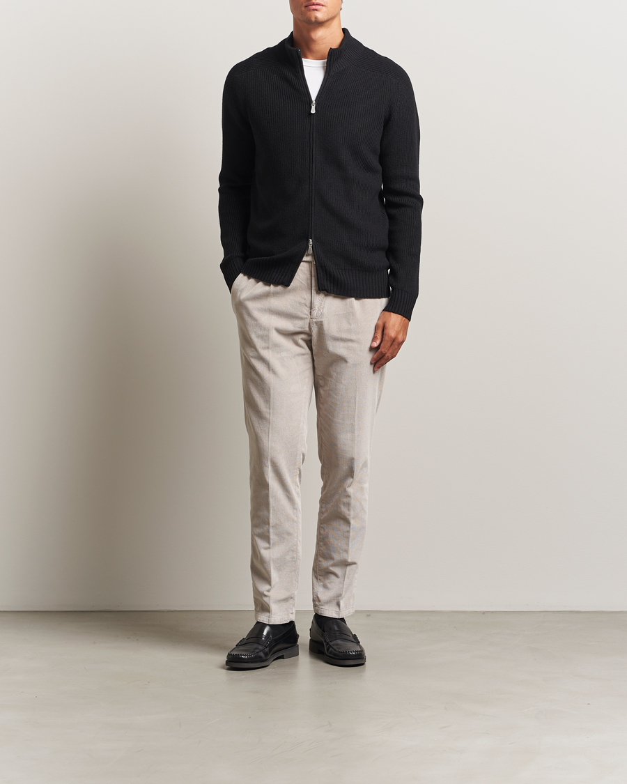 Herren | Pullover | Gran Sasso | Rainwool Full Zip Black