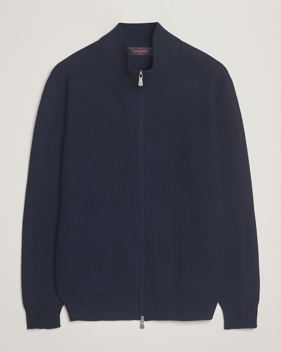 Herren | Pullover | Gran Sasso | Rainwool Full Zip Navy