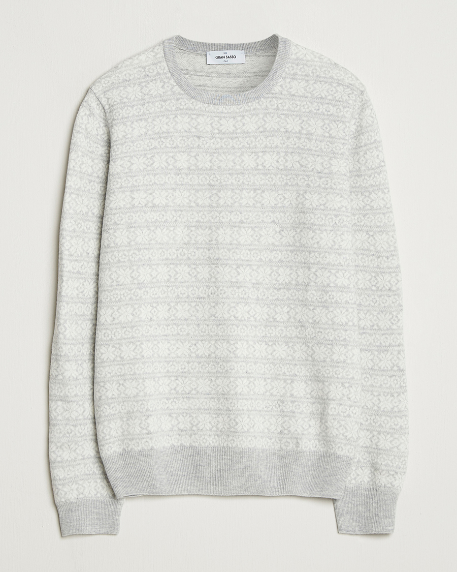 Herren | Pullover | Gran Sasso | Wool/Cashmere Fairisle Sweater Light Grey Melange