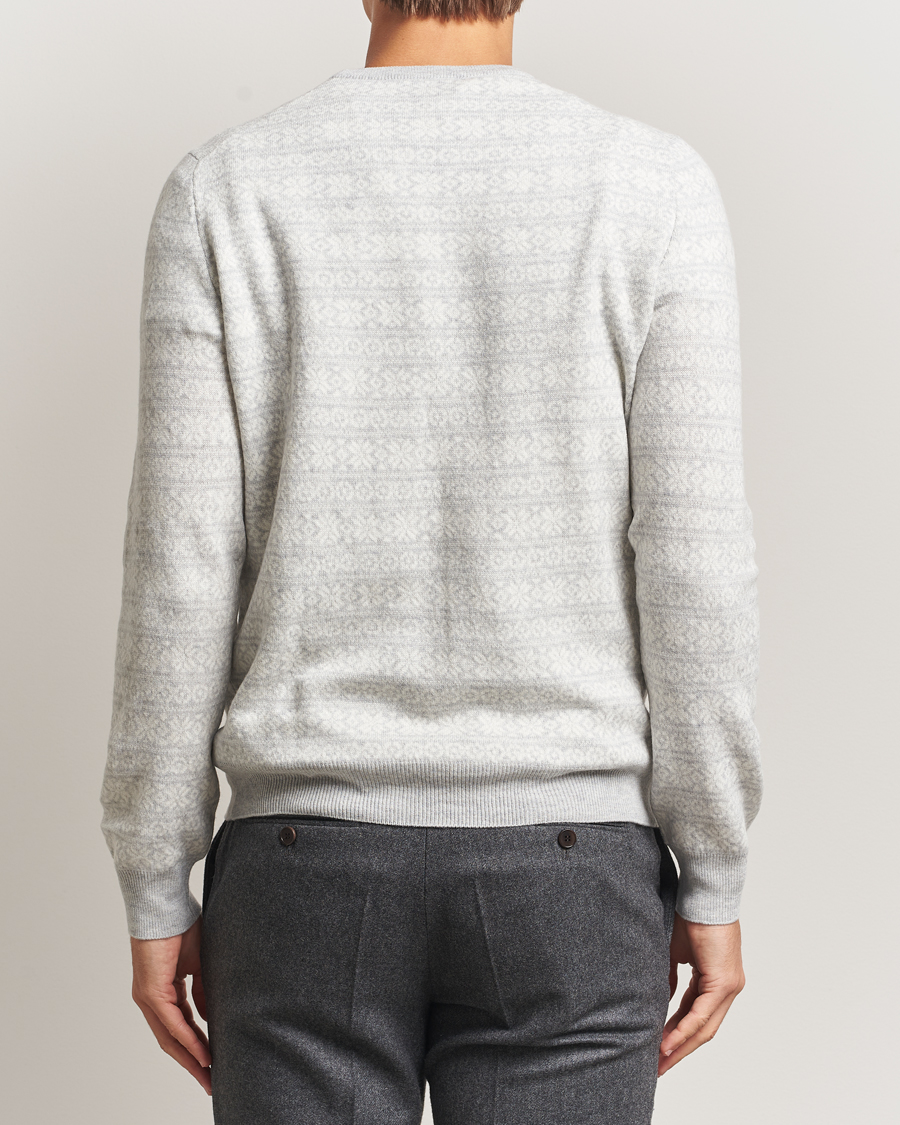 Herren | Pullover | Gran Sasso | Wool/Cashmere Fairisle Sweater Light Grey Melange