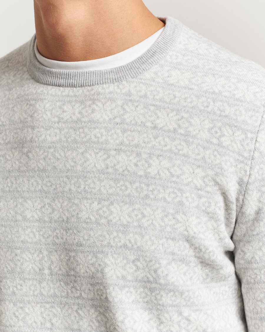Herren | Pullover | Gran Sasso | Wool/Cashmere Fairisle Sweater Light Grey Melange