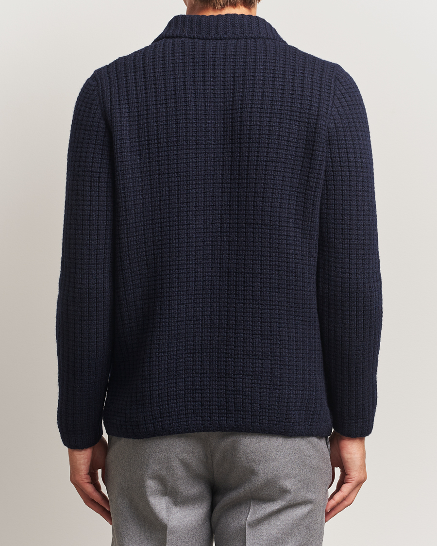 Herren | Pullover | Gran Sasso | Heavy Knitted Wool Cardigan Navy