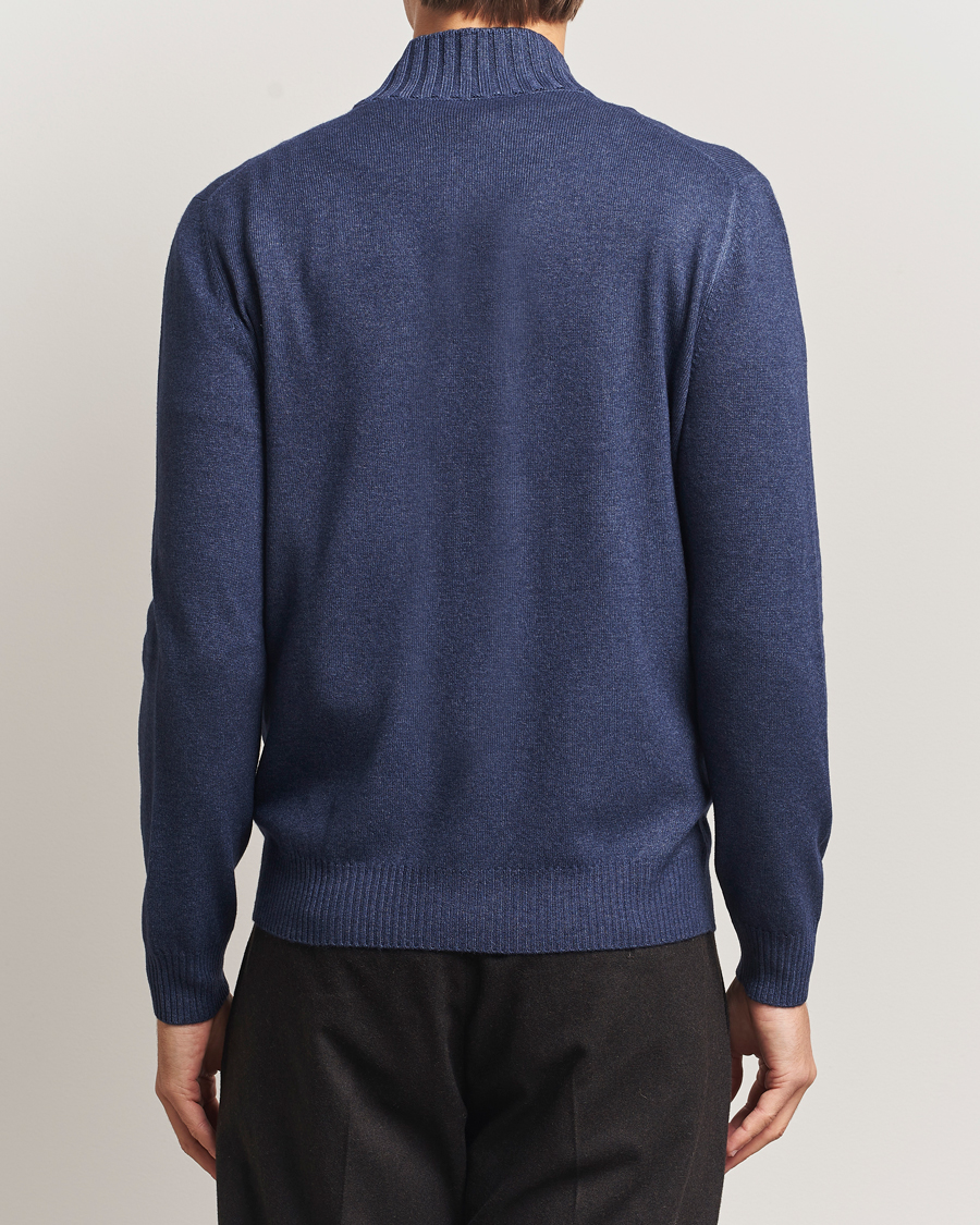 Herren | Pullover | Gran Sasso | Wool/Cashmere Washed Full Zip Navy Melange
