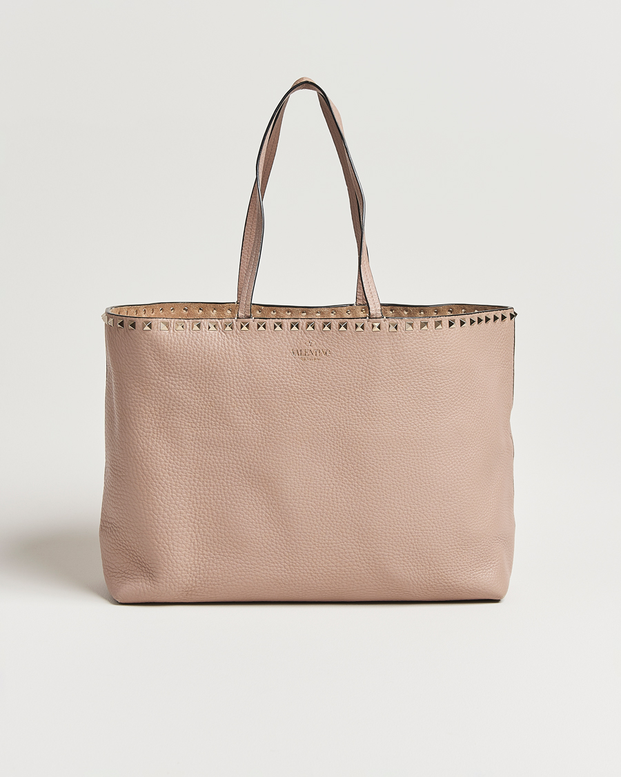 Herren | Valentino Pre-Owned Medium Rockstud Tote Bag Poudre | Valentino Pre-Owned | Medium Rockstud Tote Bag Poudre