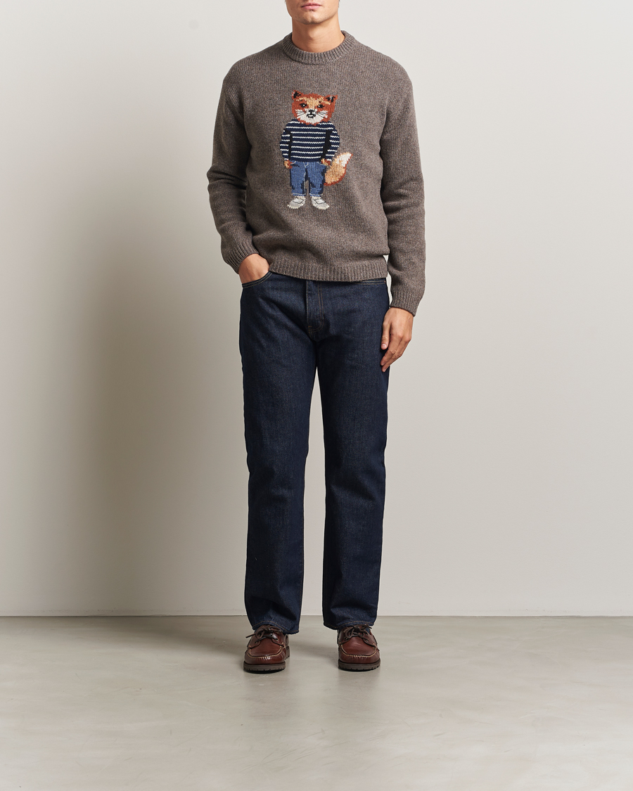 Herren | Pullover | Maison Kitsuné | Dressed Fox Wool Knitted Sweater Dark Grey Melange