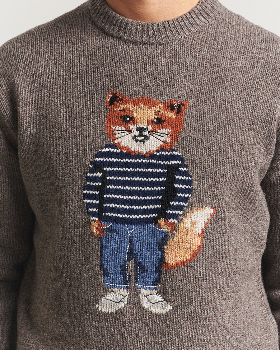Herren | Pullover | Maison Kitsuné | Dressed Fox Wool Knitted Sweater Dark Grey Melange