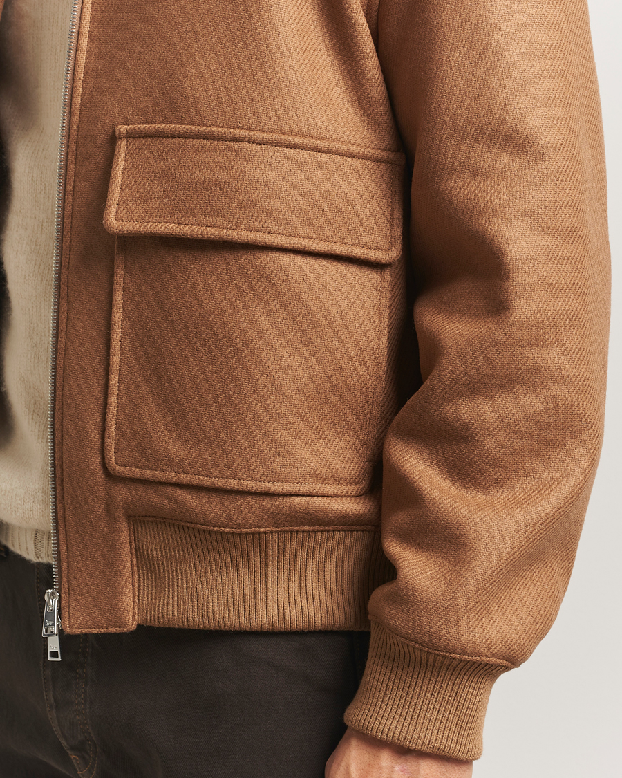 Herren | Jacken | Maison Kitsuné | Wool Shearling Collar Aviator Jacket Ginger Brown