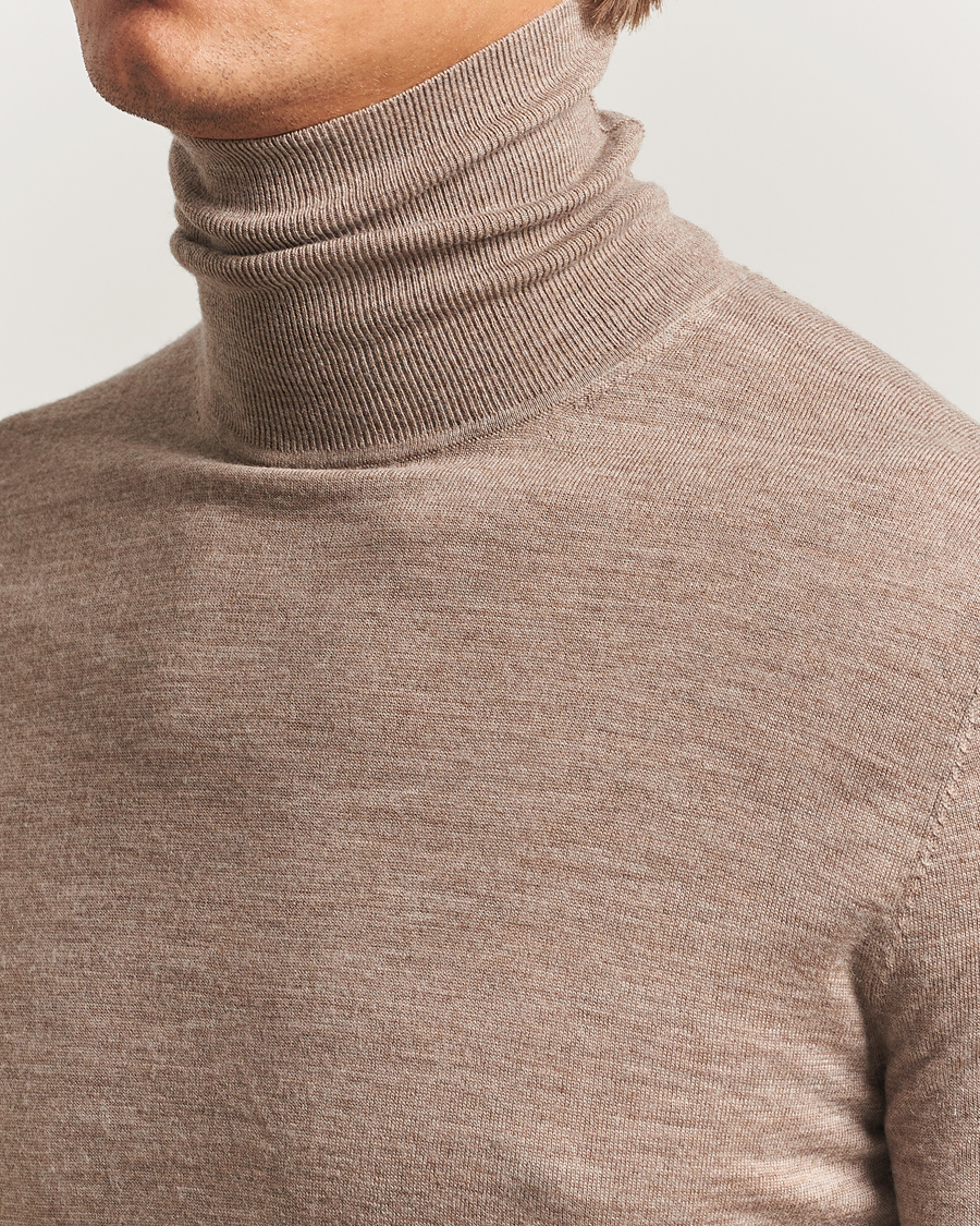 Herren | Pullover | Tiger of Sweden | Nevile Extra Fine Merino Polo Beige Melange