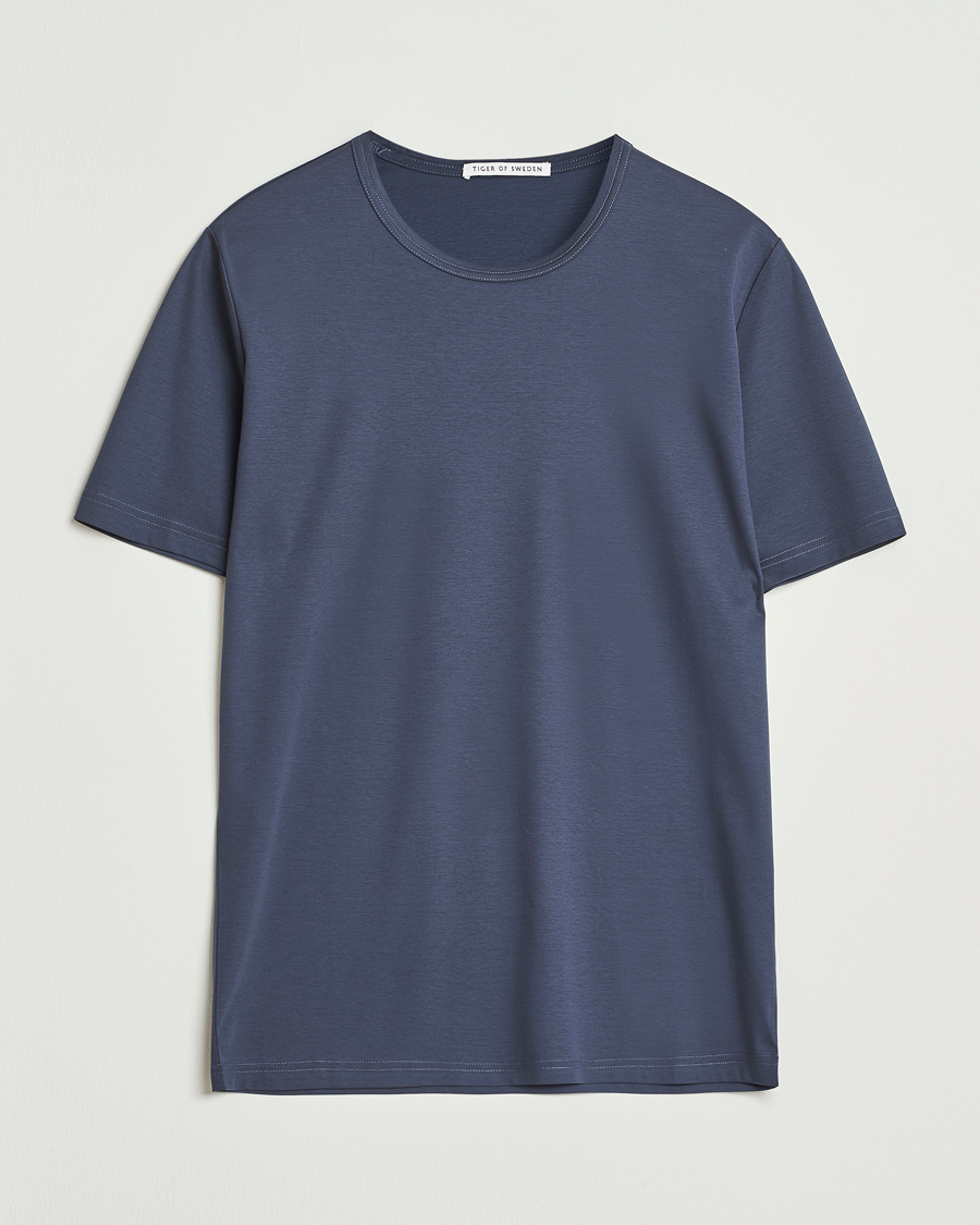 Herren | T-Shirts | Tiger of Sweden | Olaf Mercerized Cotton T-Shirt Light Ink