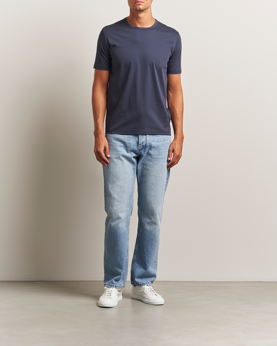 Herren | T-Shirts | Tiger of Sweden | Olaf Mercerized Cotton T-Shirt Light Ink