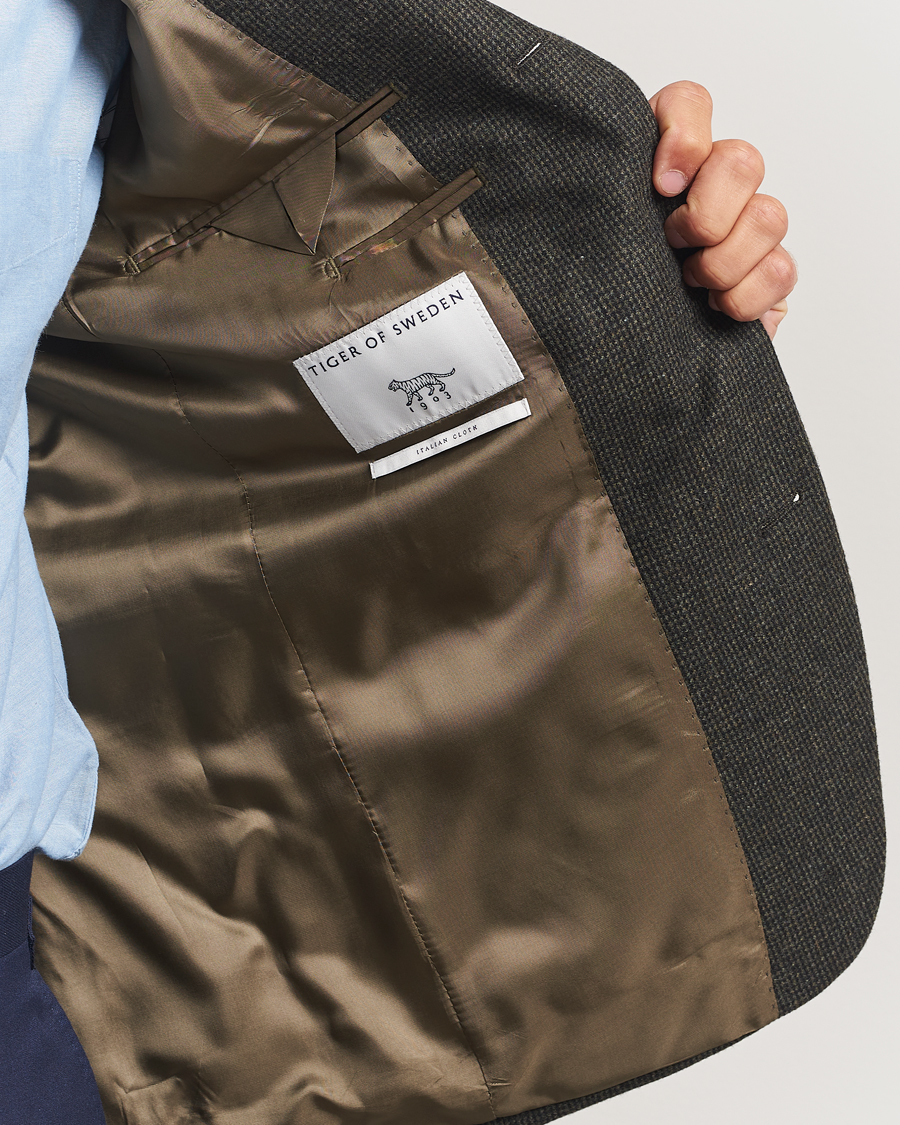 Herren | Sakkos | Tiger of Sweden | Easer Wool Pepita Blazer Midnight Green