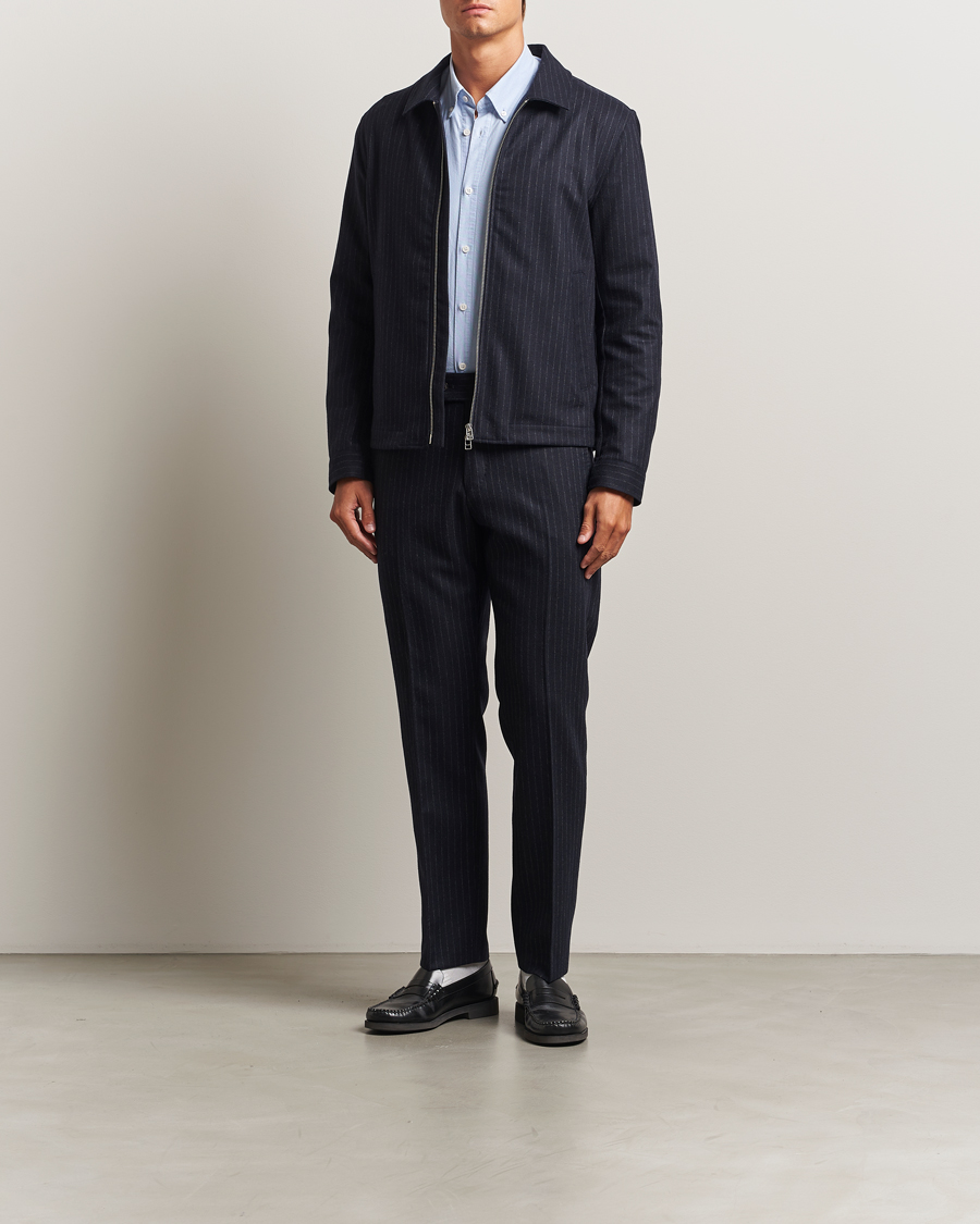 Herren | Hosen | Tiger of Sweden | Tense Wool Pleated Pinstriped Trousers Blue Function