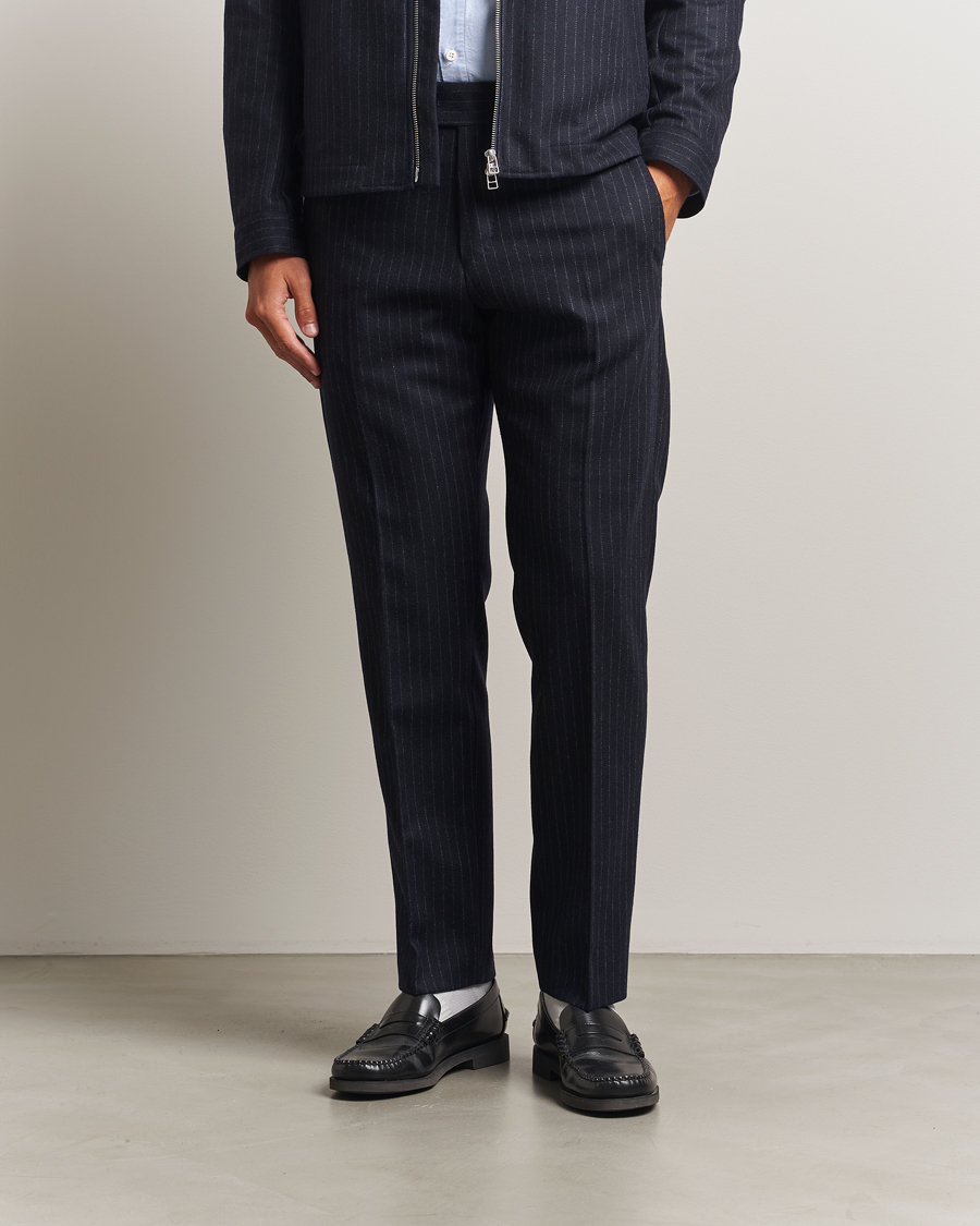 Herren | Hosen | Tiger of Sweden | Tense Wool Pleated Pinstriped Trousers Blue Function
