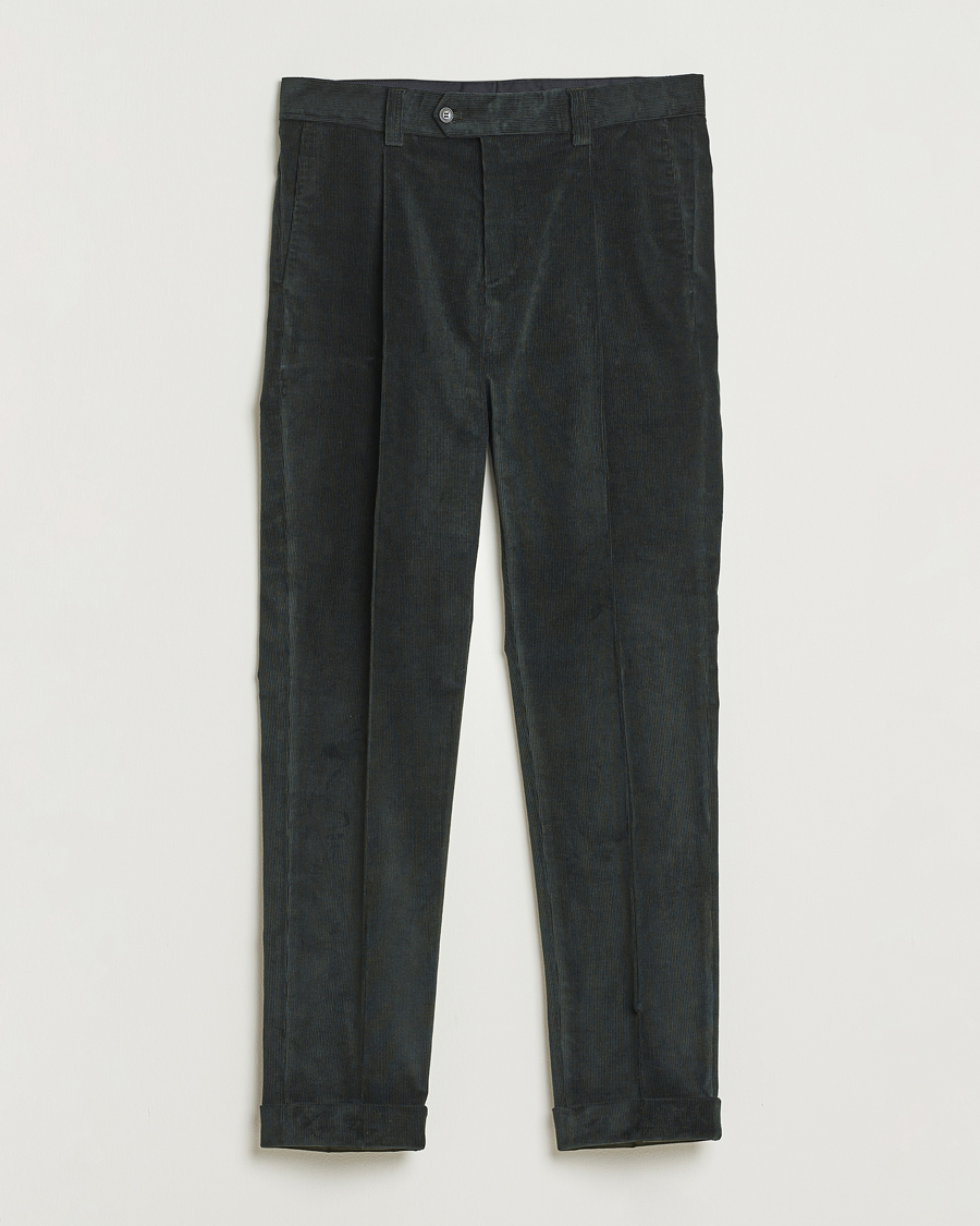 Herren | Hosen | Tiger of Sweden | Tenuta Pleated Corduroy Trousers Midnight Green