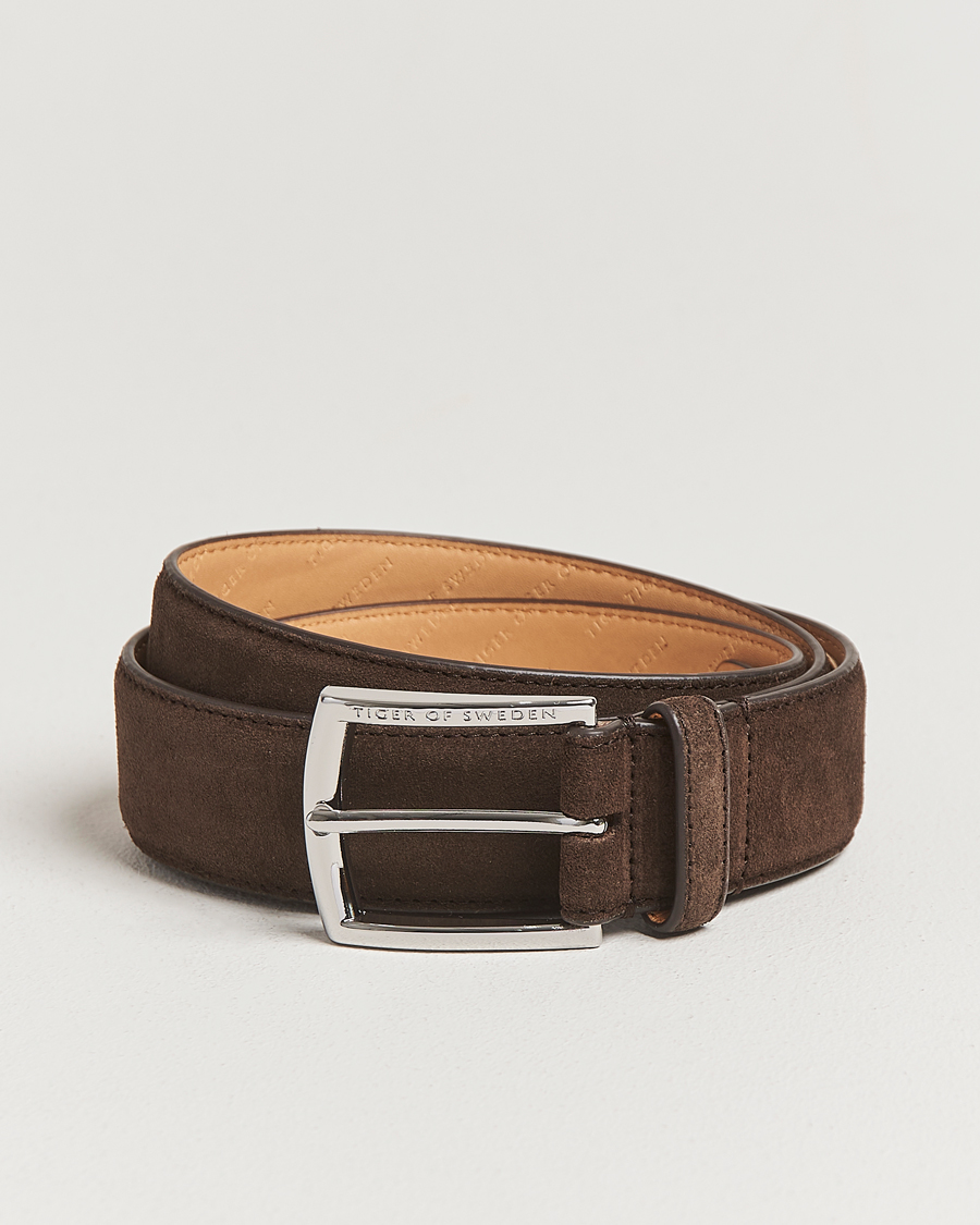 Herren | Tiger of Sweden Bergstroms Suede Belt Dark Brown | Tiger of Sweden | Bergstroms Suede Belt Dark Brown