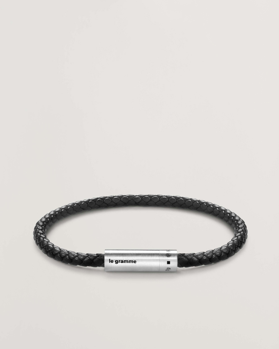 Herren | Schmuck | LE GRAMME | Leather Cable Bracelet Black/Sterling Silver 7g