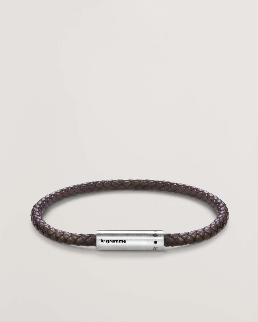 Herren | Schmuck | LE GRAMME | Leather Cable Bracelet Brown/Sterling Silver 7g