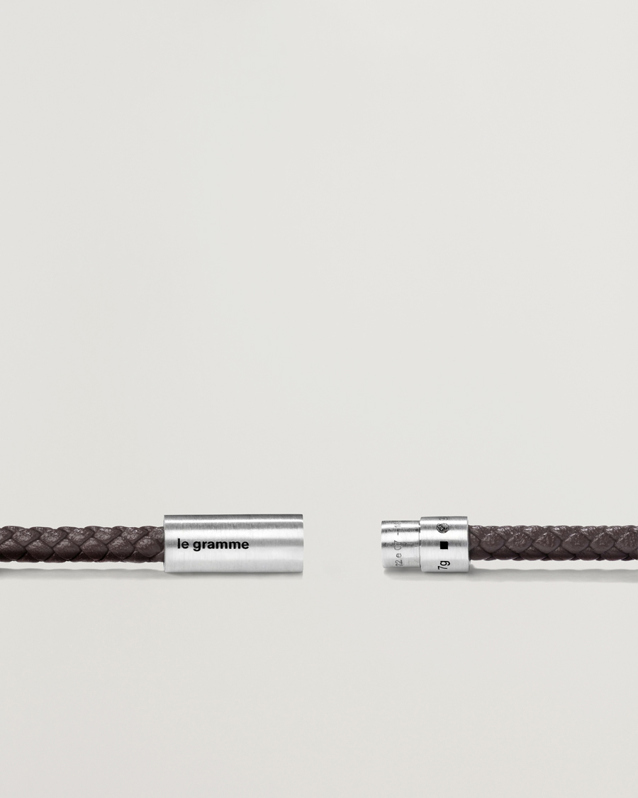 Herren | Schmuck | LE GRAMME | Leather Cable Bracelet Brown/Sterling Silver 7g