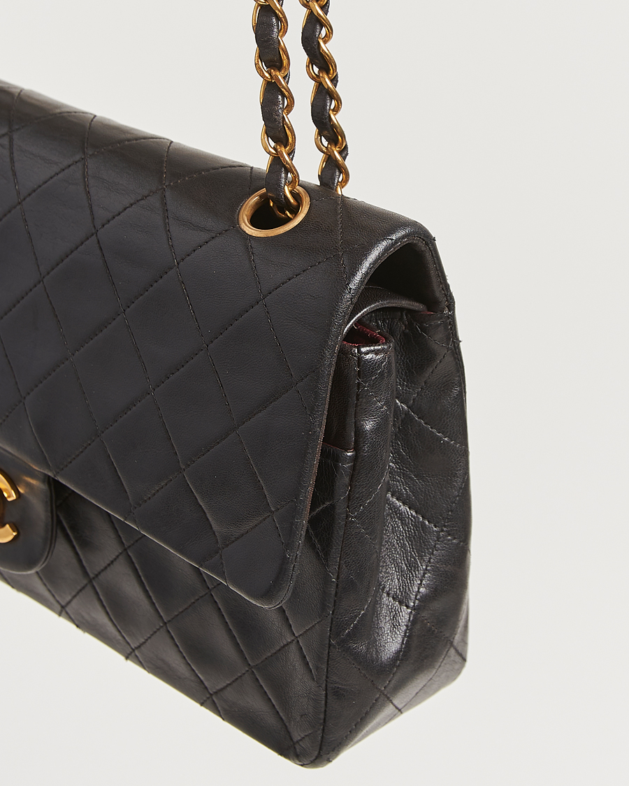 Herren | Chanel Pre-Owned Classic Double Flap Medium Lambskin Black | Chanel Pre-Owned | Classic Double Flap Medium Lambskin Black