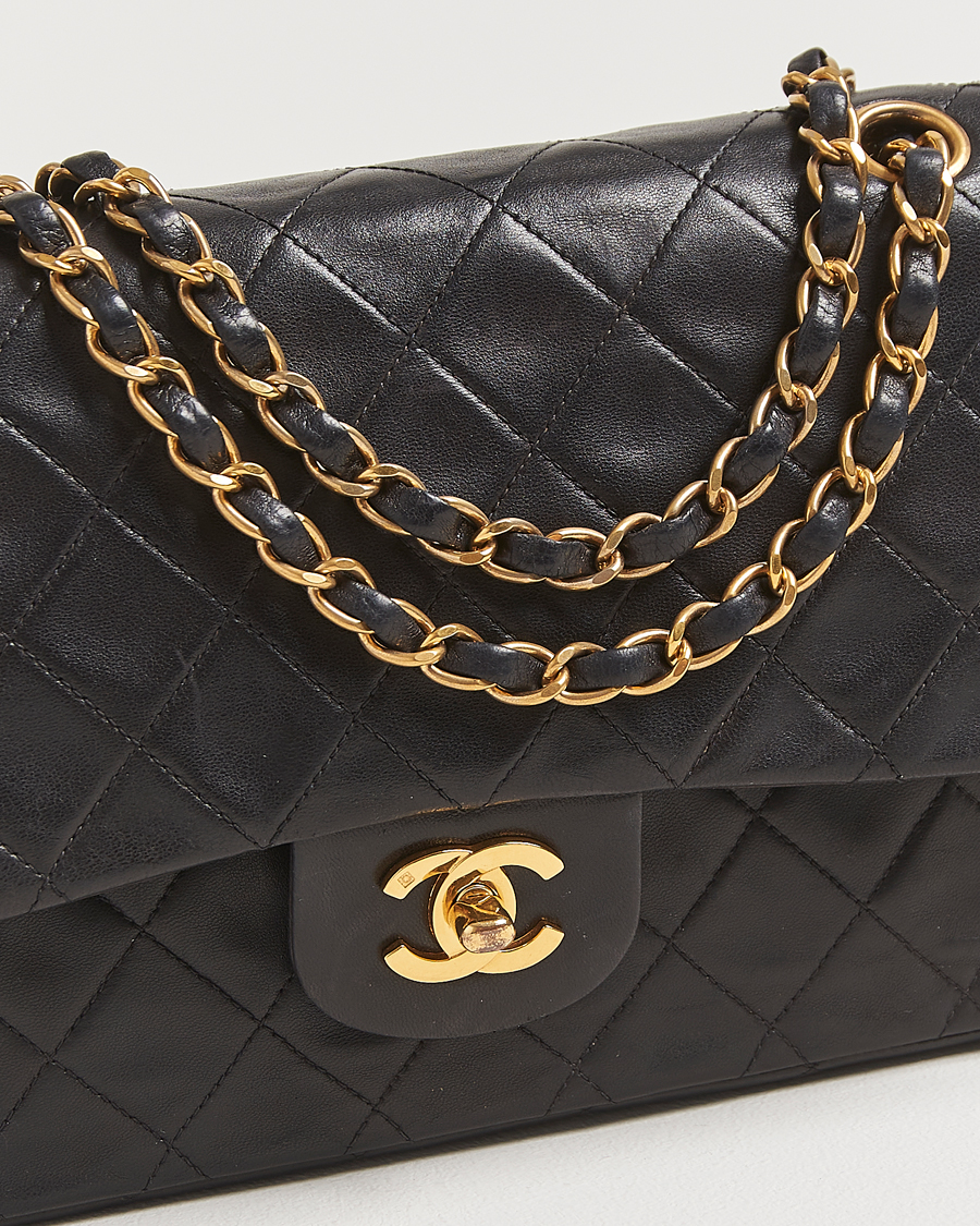 Herren | Chanel Pre-Owned Classic Double Flap Medium Lambskin Black | Chanel Pre-Owned | Classic Double Flap Medium Lambskin Black